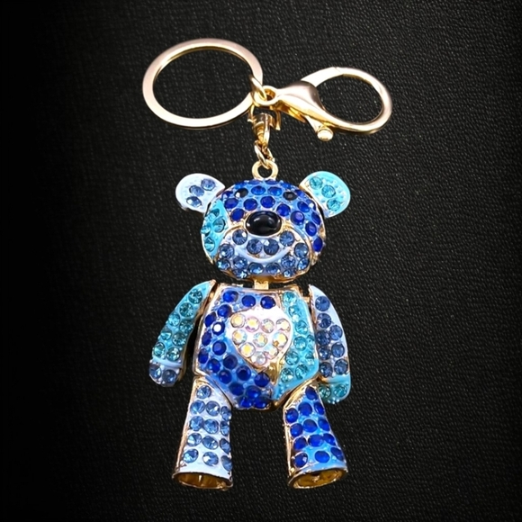 Fashion Brand Company Accessories - Bling Bear Blue Rhinestone Encrusted Large Purse Charm
